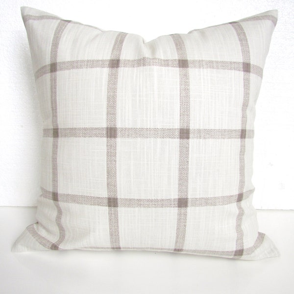 TAN FARMHOUSE PILLOWS Tan  Pillow Covers Taupe Ecru Buffalo Check Pillow Covers Khaki Plaid Pillows 16 18x18 20 All Sizes. Home Decor