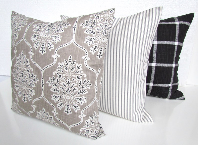 BLACK FARMHOUSE PILLOW Covers blue Throw Pillows Tan Pillows Etsy
