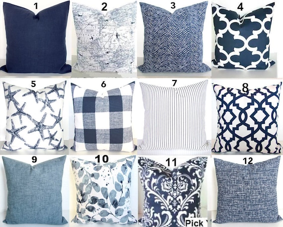 blue sofa pillows