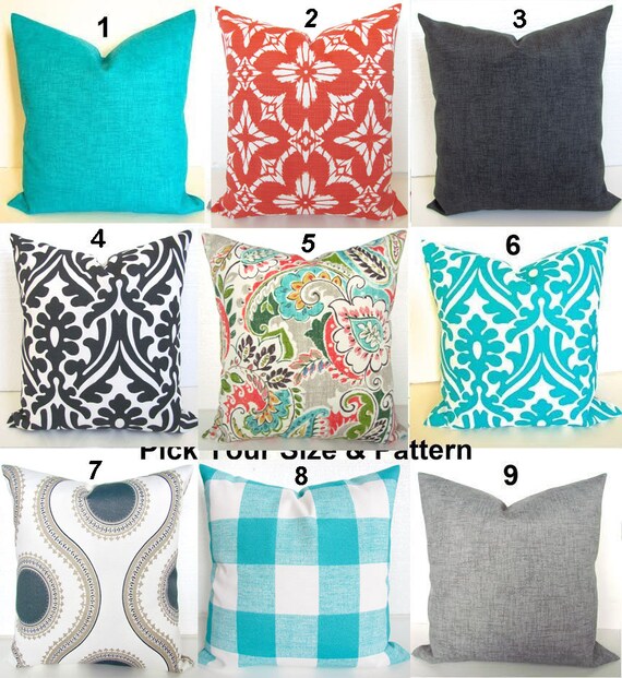 Coral Outdoor Pillows Coral Throw Pillows Turquoise Throw Etsy