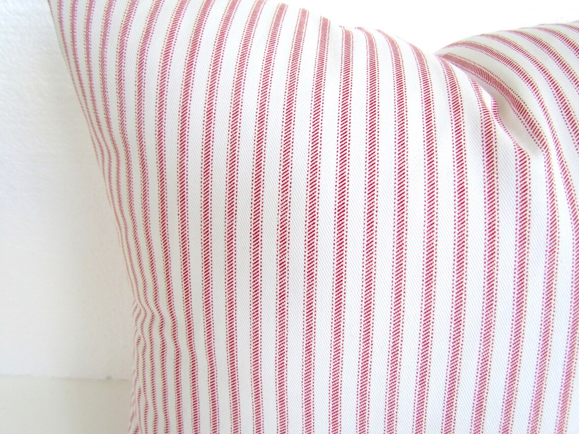 RED TICKING STRIPE Pillows Red Pillow Covers Red Ticking Etsy