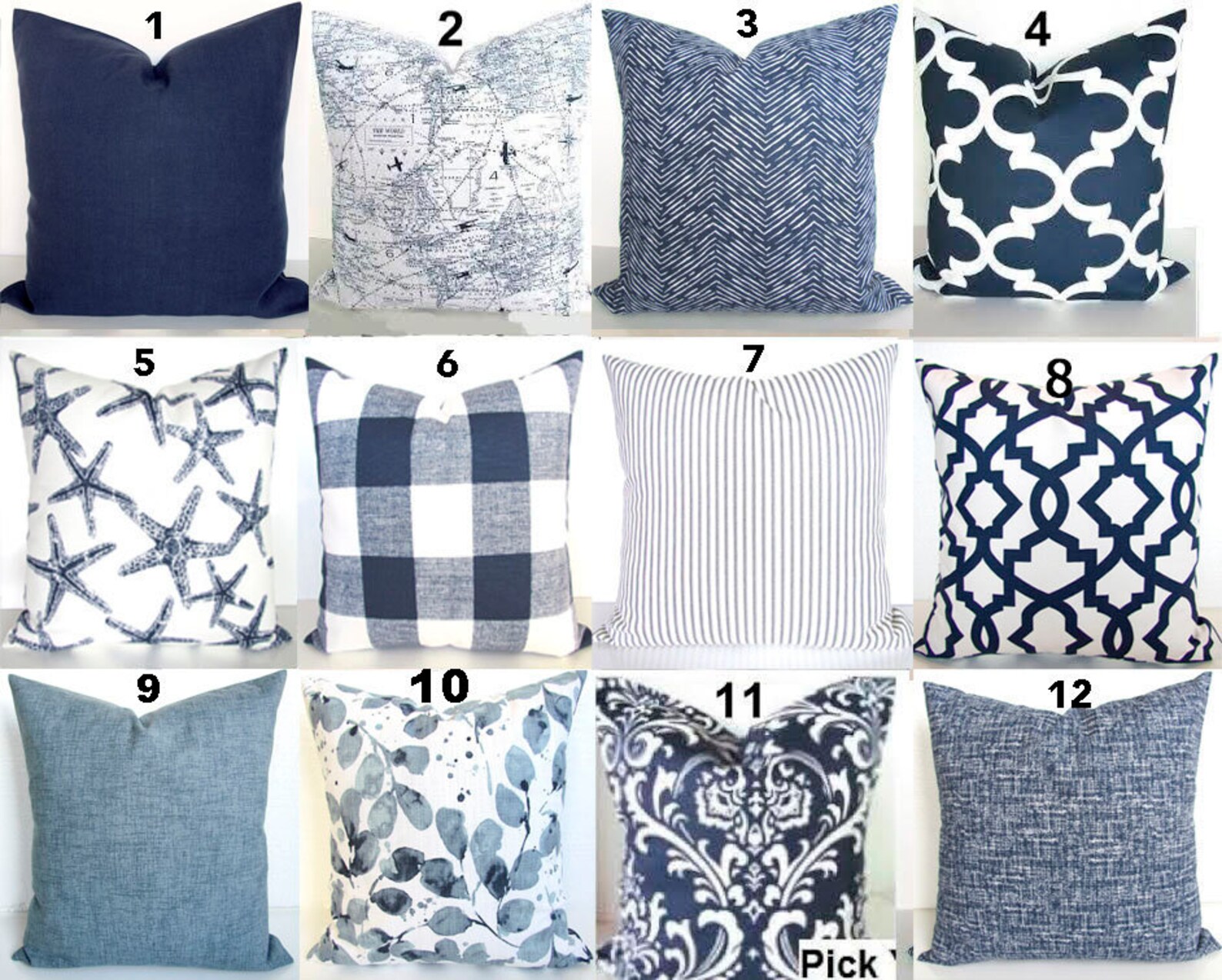 BLUE THROW PILLOWS Navy Blue Pillow Covers Blue Throw Pillows Etsy