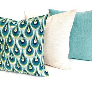 TURQUOISE Pillows Teal Pillows Blue Throw Pillow Covers Turquoise Navy Blue Pillow Covers All Sizes Lime Green 18x18 20x20 Home Decor image 7