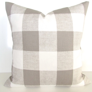 TAN PILLOW Sale Tan  Pillow Covers Taupe Ecru Buffalo Check Pillow Covers Khaki Plaid Pillows 16 18x18 20 All Sizes. Home Decor Clearance
