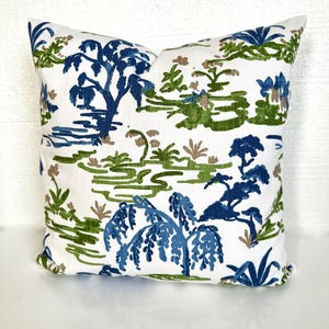 GREEN PILLOWS Denim Blue Throw Pillows Green Pillow Covers Toile Green Throw Pillows Green Pillow Cover 16 18x18 Blue Pillows Denim Pillows