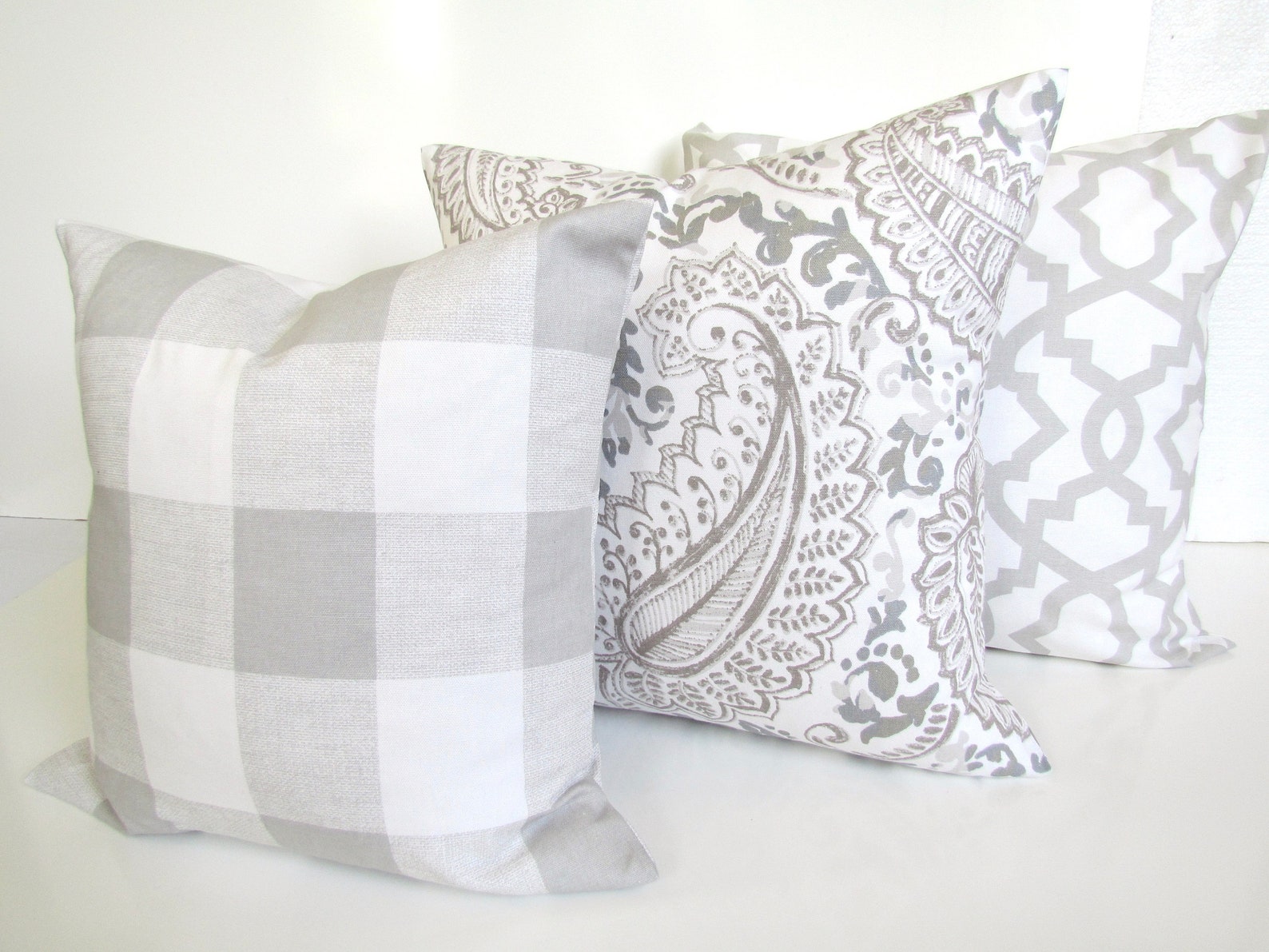 GRAY PILLOWS Gray & TAN Pillow Covers French Gray Buffalo Etsy