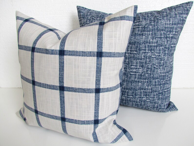 Blue PILLOWS Blue Throw Pillows Dark Blue Pillows Farmhouse Etsy