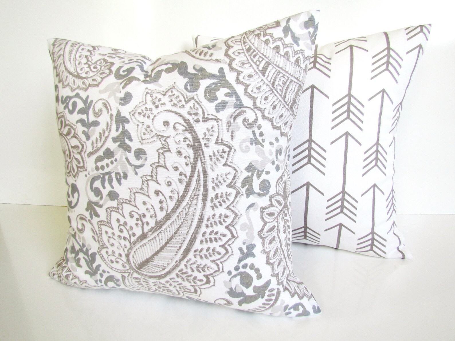 GRAY PILLOWS Gray & TAN Pillow Covers French Gray Buffalo Etsy