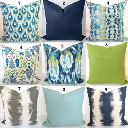 BLUE Outdoor Pillows Lime Green Outdoor Throw Pillow Covers Etsy
