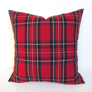 Red OUTDOOR PILLOWS Red Plaid Pillows Red Buffalo Check Pillows Red Blue Plaid Pillow Covers Green Farmhouse Pillows