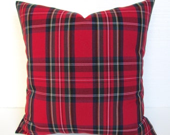 Red Plaid PILLOWS RED Plaid Pillows Red Buffalo Check Pillows Red Blue Plaid Pillow Covers Green Farmhouse Pillows