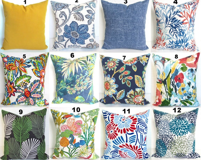 BLUE Outdoor Pillows Lime Green Outdoor Throw Pillow Covers Teal Blue