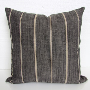 GRAY PILLOWS Charcoal Throw pillows Ticking stripe Pillows Farmhouse Charcoal Pillows Black Pillow Covers Farmhouse All Sizes