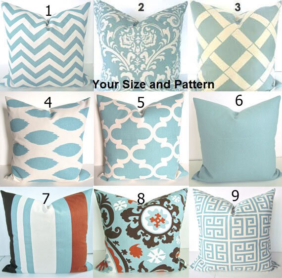 Blue Pillows Blue Throw Pillows Blue Pillow Covers Spa Blue Etsy