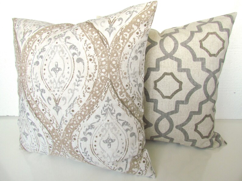 GRAY PILLOWS GREY Throw Pillow Covers Tan Pillows Grey Etsy