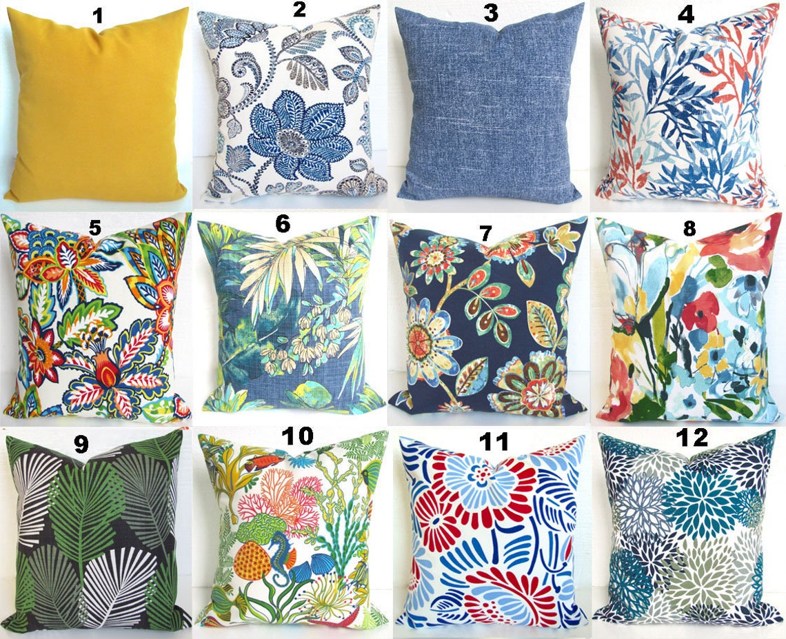 Blue Outdoor Pillows Lime Green Outdoor Throw Pillow Covers Etsy