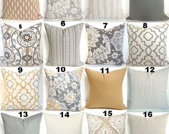 GRAY PILLOWS TAN Throw Pillow Covers Grey Blush Pillow Cover Ticking Stripe .All Sizes.