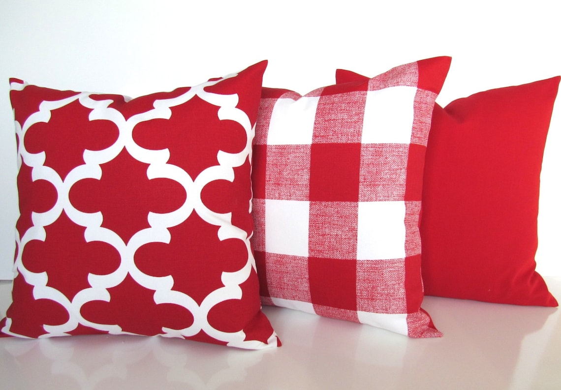 Sale RED PILLOWS Red Throw Pillows Red Decorative Pillow Etsy