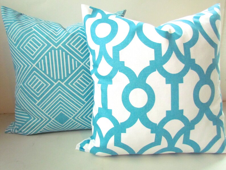 TURQUOISE PILLOWS Aqua Blue Throw Pillows Turquoise Pillow Etsy