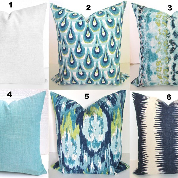 Blue Green Pillow Etsy