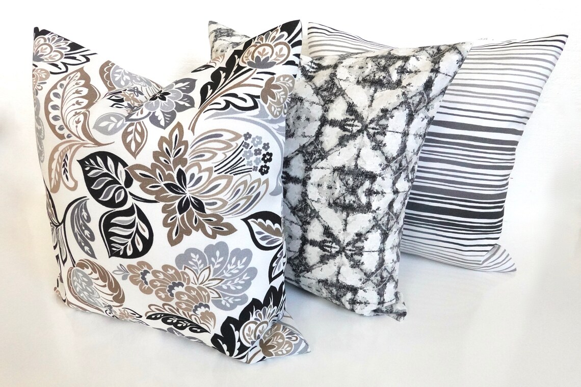 Gray Outdoor Pillows Black Outdoor Throw Pillow Covers | Etsy