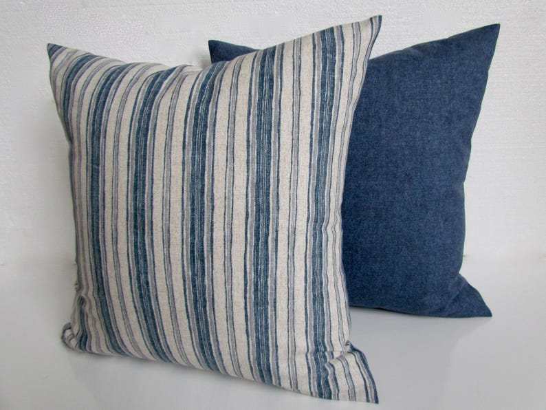 NAVY BLUE PILLOW Covers Dark Blue Throw Pillows All Sizes 24x24 26x26 Euro Shams image 9