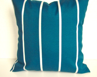 Sale Teal Outdoor Pillows Teal Outdoor Pillow Covers Blue Outdoor pillows  Stripe 16 18x18 20 Green Blue Gray Striped Pillows Sale Clearance