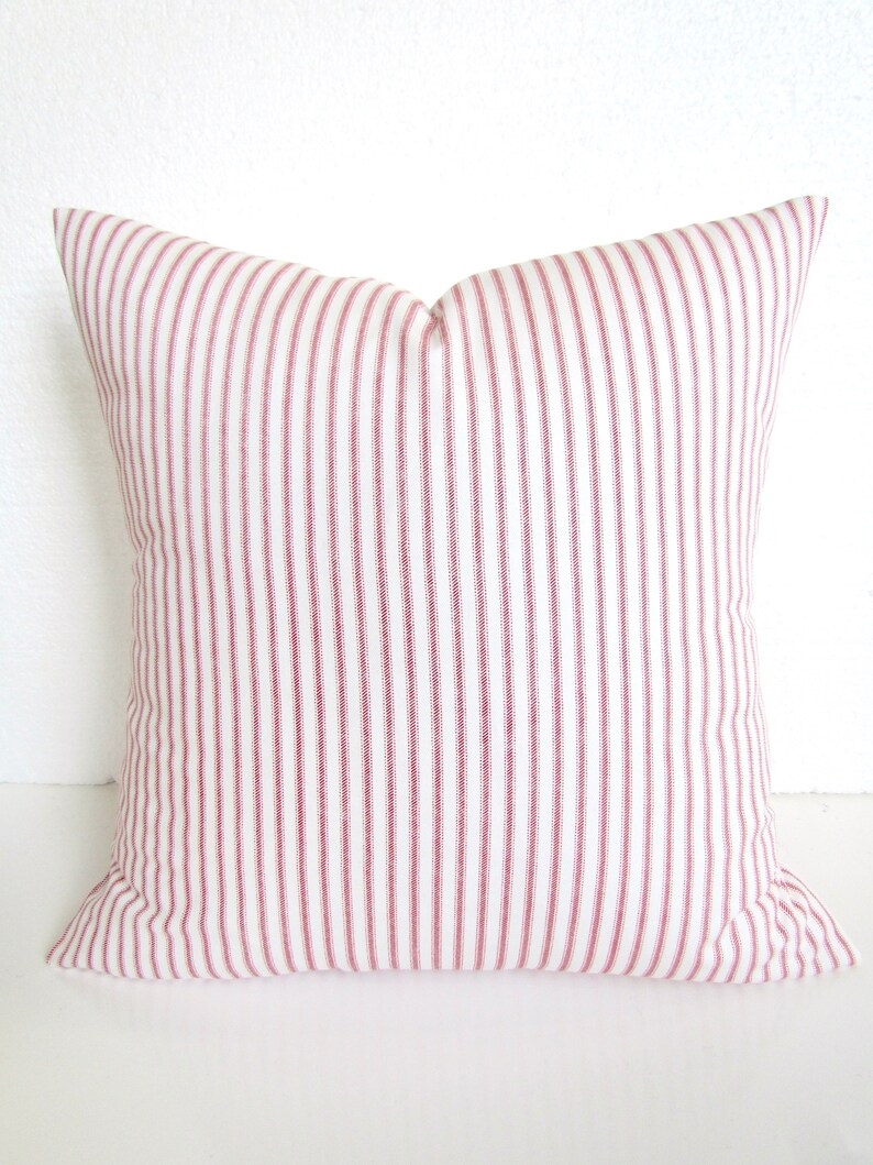 RED TICKING STRIPE Pillows Red Pillow Covers Red Ticking Etsy