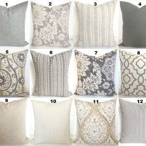 GRAY PILLOWS TAN Throw Pillow Covers Grey Pillows Blush Throw Pillow Covers Ticking Stripe Pillow Covers Tan & Grey Pillows 18 20 All Size