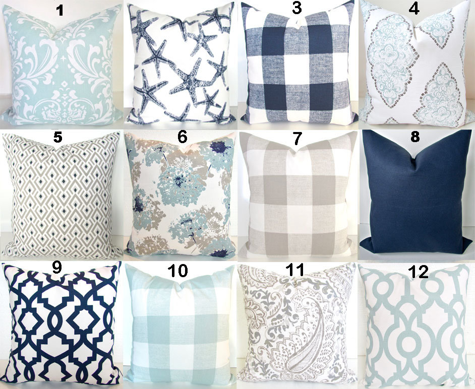 Blue PILLOWS Tan Throw Pillow Covers Navy and turquoise throw pillows
