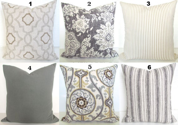 GRAY PILLOWS TAN Throw Pillow Covers 