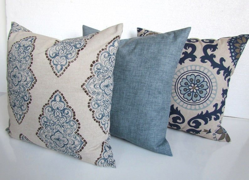 DENIM BLUE THROW Pillows Dark Blue Throw Pillow Covers Navy Etsy