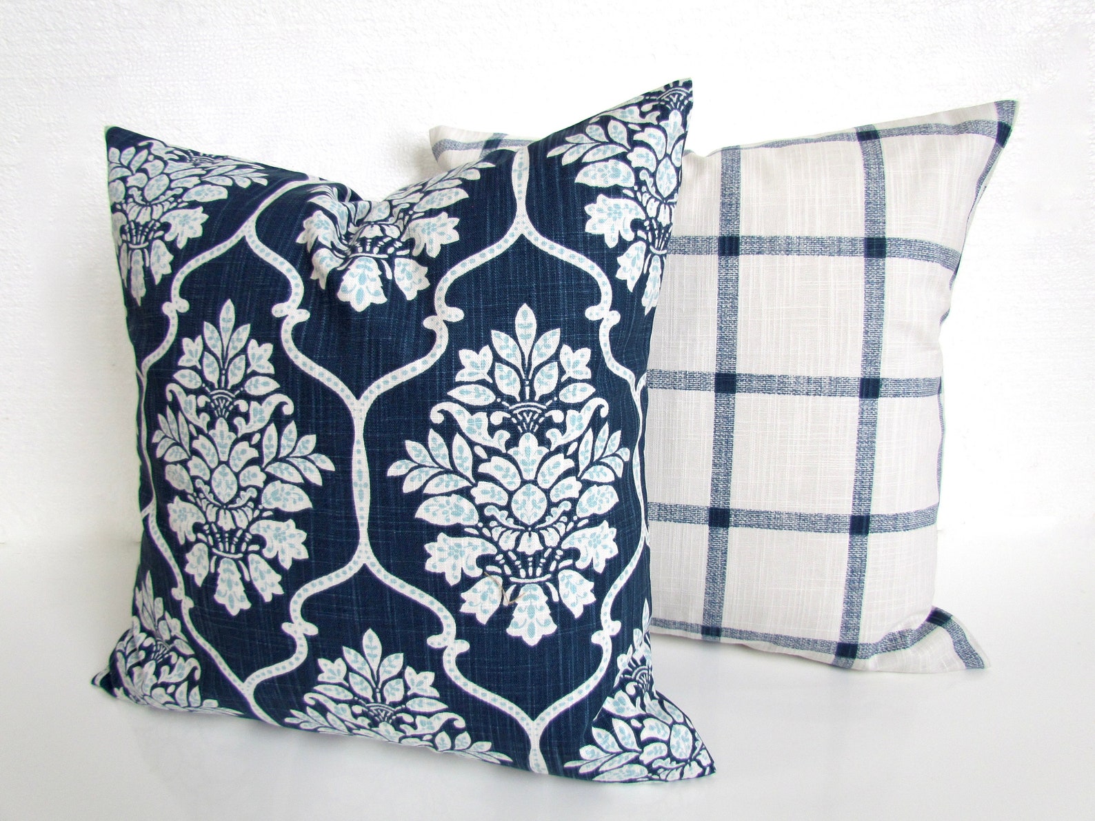 BLUE Farmhouse PILLOW Covers Blue Throw Pillows Dark Blue Etsy