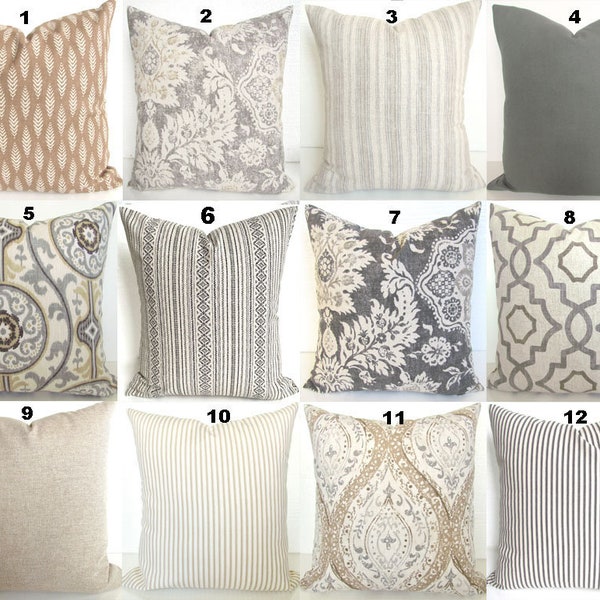 TAN PILLOWS GRAY Pillow Covers Grey Pillows Grey Throw Pillow Covers Blush Pillow Covers Tan & Grey Pillows 16 18x18 20 All Sizes Home Decor