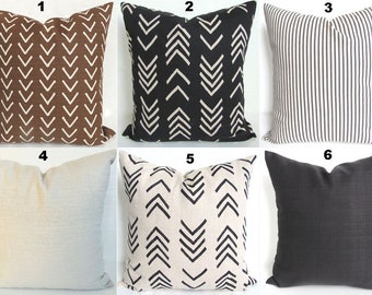 BOHO PILLOWS Gray Throw Pillow Covers Tribal Charcoal Flax Mud Cloth Pillows Black Throw Pillow Covers Brown Pillow covers Sale Clearance