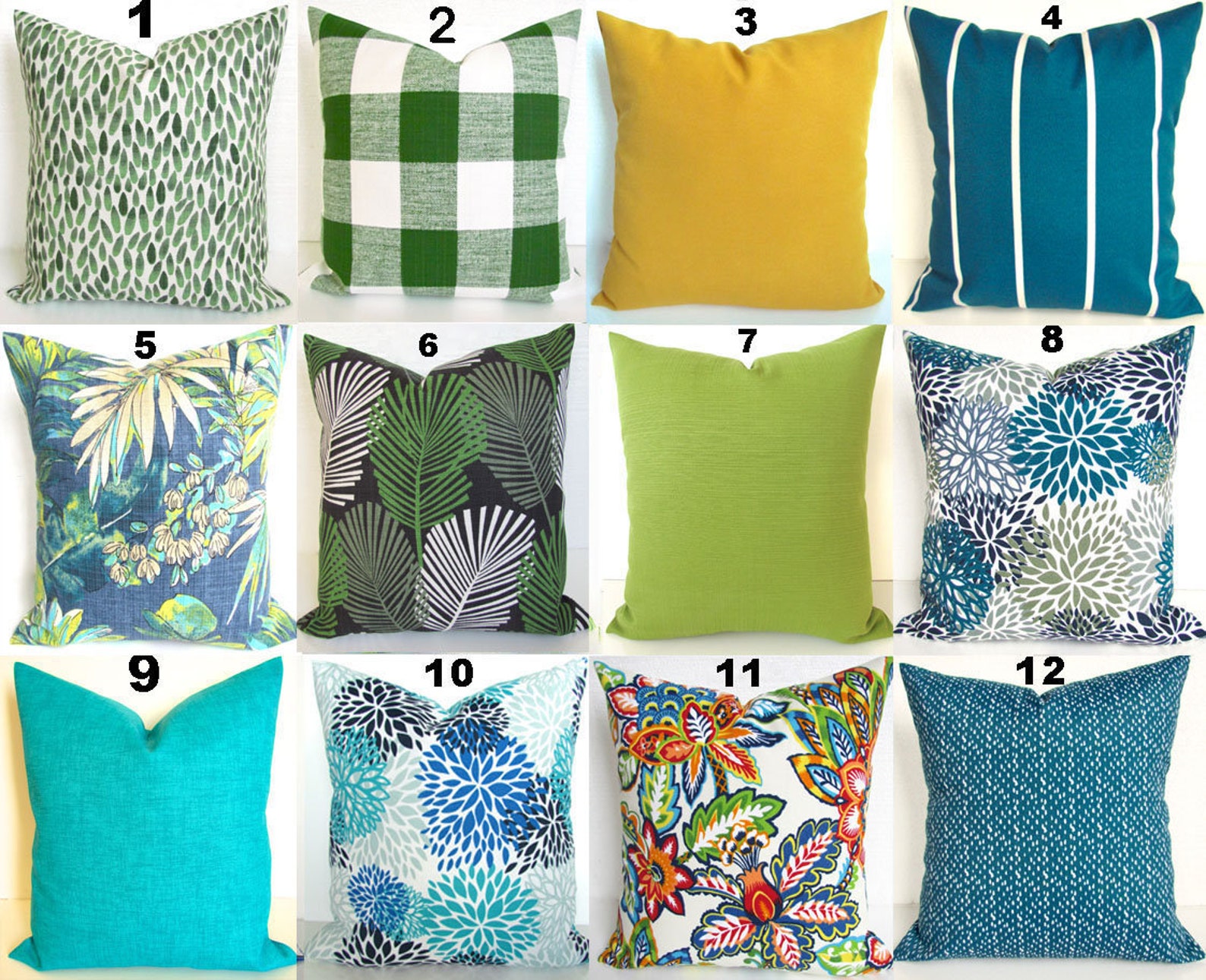 Blue Outdoor Pillows Lime Green Outdoor Throw Pillow Covers Etsy