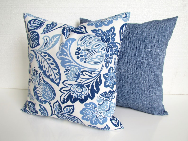 Blue Outdoor Pillows Blue Outdoor Pillow Covers Denim Blue Etsy