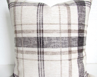 GRAY PLAID PILLOWS Plaid Pillows Gray Buffalo Check Pillow Covers Tan Plaid Pillow Covers Charcoal Gray Farmhouse Pillows Black 14x14, 16x16