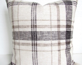 GRAY PLAID PILLOWS Plaid Pillows Gray Buffalo Check Pillow Covers Tan Plaid Pillow Covers Charcoal Gray Farmhouse Pillows Black 16 18 20x20