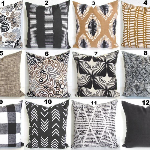 Gray Outdoor Pillows Black Outdoor Throw Pillow Covers Tan Etsy