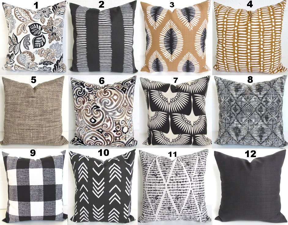 Black Outdoor Pillows Gray Outdoor Throw Pillow Covers Charcoal