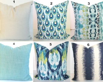 BLUE Pillows Turquoise Decorative Pillow Covers Navy Blue Throw Pillow Covers .All Sizes 18x18 20x20 Turquoise Pillows Green Home and Living