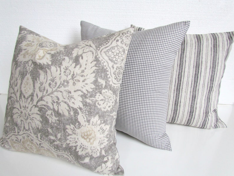 TAN And GRAY PILLOWS Grey Throw Pillow Covers Tan Pillows Grey Etsy
