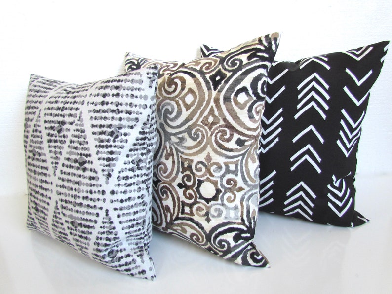 Gray Outdoor Pillows Black Outdoor Throw Pillow Covers Tan Etsy