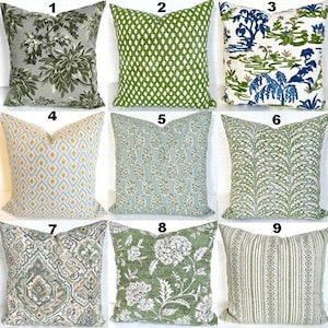GREEN PILLOWS Gray Throw Pillow Covers Tan Pillows Grey Throw Pillow Covers Green Pillow Covers Tan & Grey Pillows 16 18x18 20 All Sizes