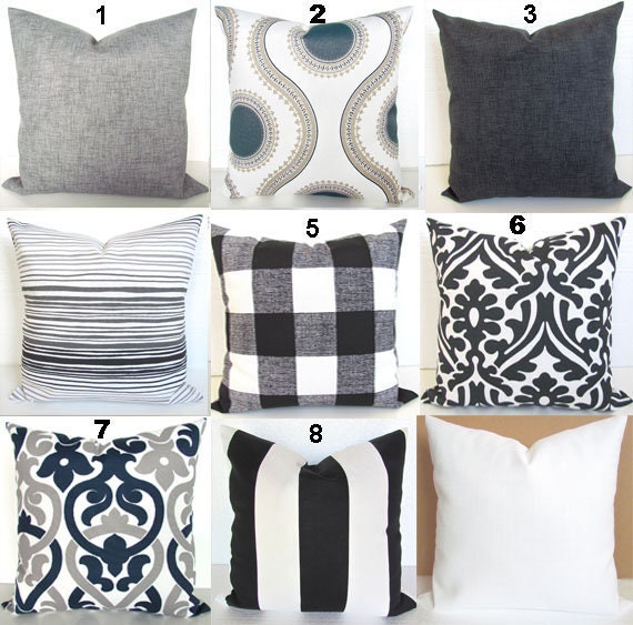 Gray Outdoor Pillow Charcoal Grey Throw Pillow Covers Black Etsy
