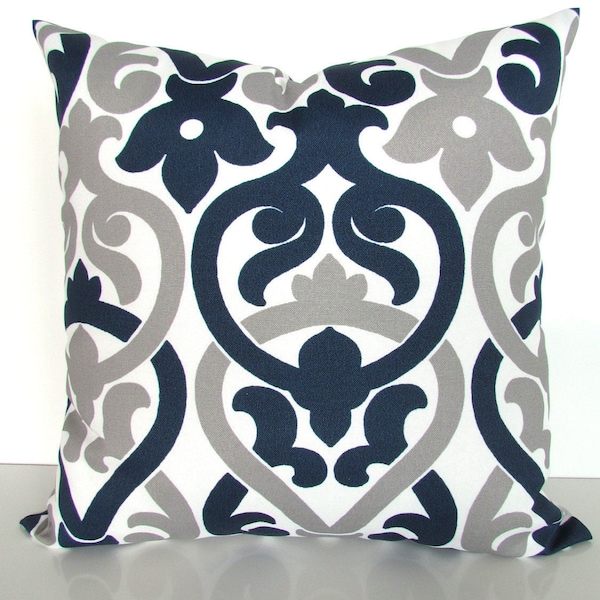 BLUE OUTDOOR PILLOWS Blue Throw Pillows Gray Throw Pillow Covers Gray Outdoor Pillows 16 18 20x20 Navy Blue Outdoor Pillow Covers