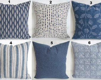 Denim PILLOWS Blue Throw Pillows Denim Blue Pillow Covers Farmhouse Pillows Denim Blue Pillow Cover 16 18x18 Navy Blue Pillows Denim Pillows