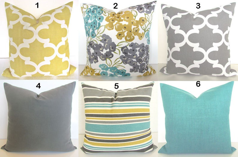 Turquoise Pillows Teal Decorative Pillow Covers Gray Pillows Etsy