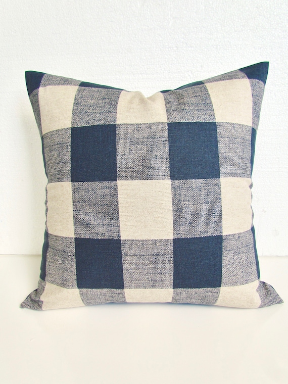 blue buffalo check pillow